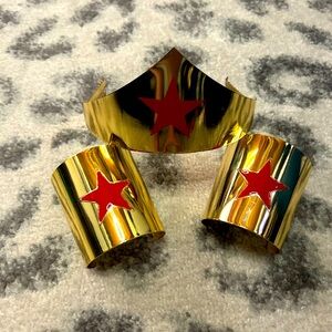 DC Comics Wonder Woman Gold Metal Tiara and Cuffs adult size